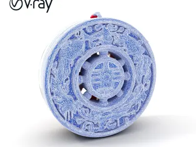 Intricate Wooden Art Wheel Model Pack Low-poly 3D model