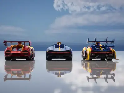 Hand-drawn Cartoon Racing Game Supercar Sports Car Modified car 3D model