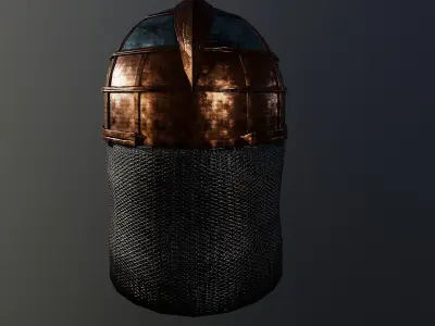 Scandinavian helmet of the Vendel era Low-poly 3D model