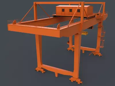 PBR Rail Mounted Gantry Crane RMG V2 - Orange Low-poly 3D model