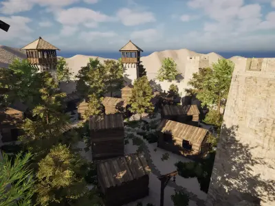 Fortified Island Settlement 3D model purchase