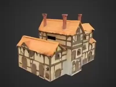 Modular Medieval House 3D Model  Textured FBX for Games  VR 3D model