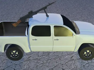 war vehicle  with purpose machine gun Low-poly 3D model