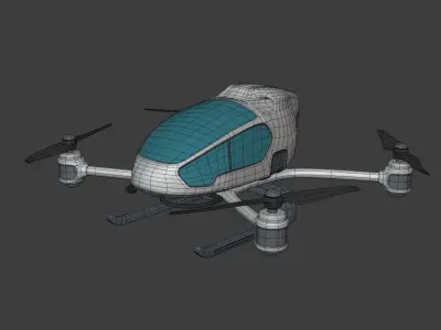 Generic Passenger Taxi Drone -- Quadcopter Helicopter Flying Car Low-poly 3D model