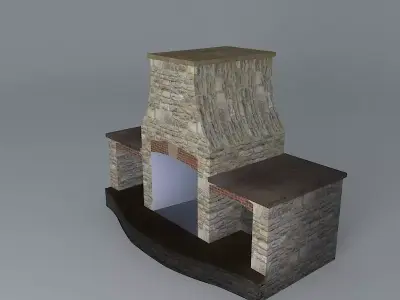 Curve sided Fireplace Free 3D model