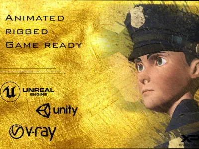 Policeman Character - William Low-poly 3D model