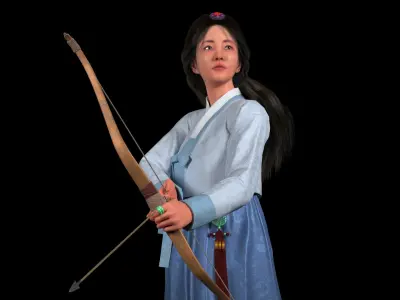 The Archer Woman Haena Lowpoly Game ready 3D model