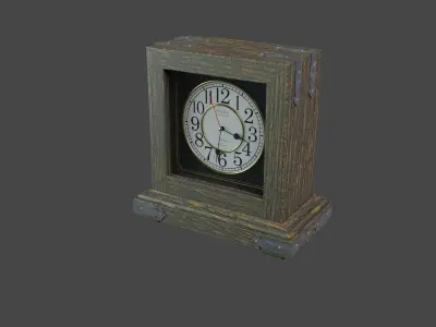 Table clock  high poly detailed clock face Low-poly 3D model
