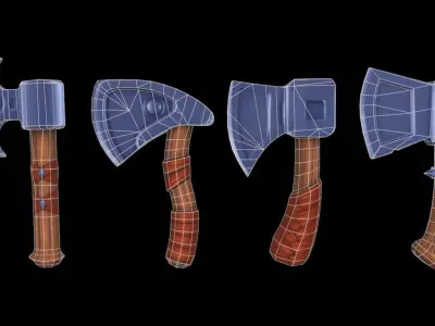 Hand Painted Toon Axes  Low-poly 3D model
