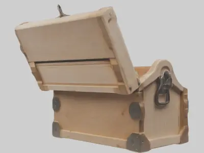 Wooden Toolbox Low-poly 3D model
