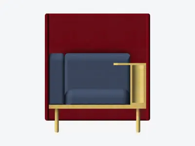 Sofa - Contemporary - Flame - Chair Work Shelf - Right Low-poly 3D model