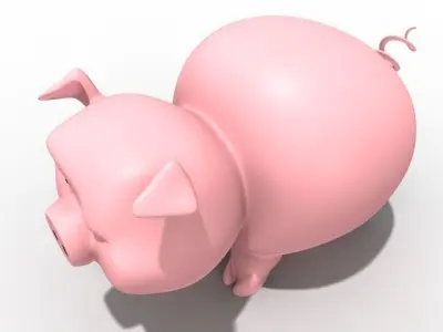 Cartoon pig 3D model purchase
