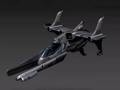 Game-ready Human Sci-fi spaceship Fighter Low-poly 3D model Low-poly 3D model