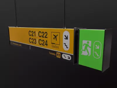 Airport Sign Board 003 Low-poly 3D model
