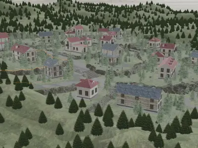 Ancient Hidden Forest Village Semi-Realistic Environment Scene 3D model
