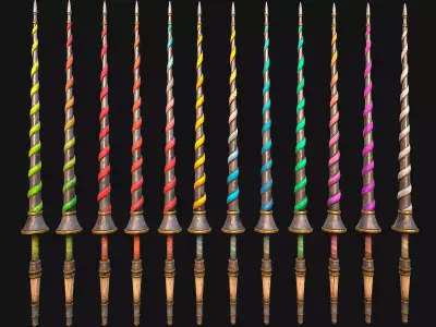Medieval Spear Lance Cavalry Tournament  Weapon Armory Set Low-poly 3D model