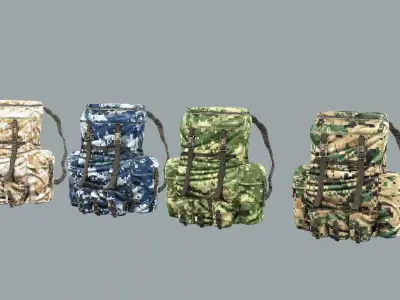 Soldier Exclusive 4 pcs Backpack 2 Tactical Cargo 3D Model Low-poly 3D model
