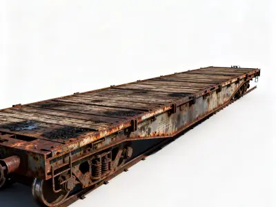Realistic Heavy-Duty Flatcar 3D Model Low-poly 3D model