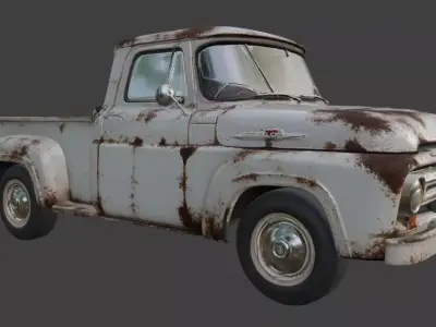 Vintage Rusty Pickup Truck 3D Model 3D model 5