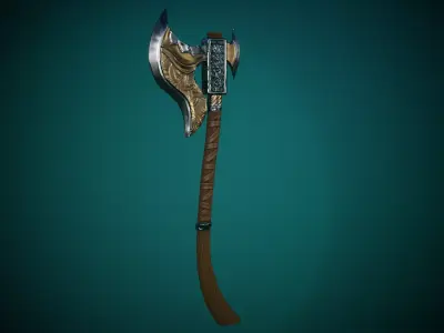 Stylized Warrior Axe GameReady Free low-poly 3D model purchase