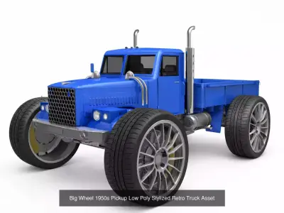 5 Low Poly Vintage Car Pickup Pack Retro Vehicle Bundle low-poly