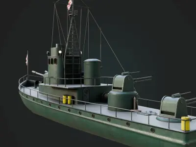 Historical Patrol Boat Low-poly 3D model
