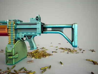 Funny Stylized Negev Machine Gun Low-poly 3D model