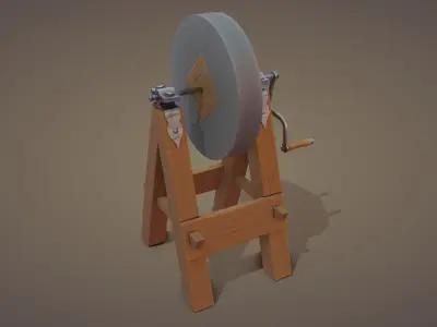 Medieval Grindstone Low-poly 3D model get