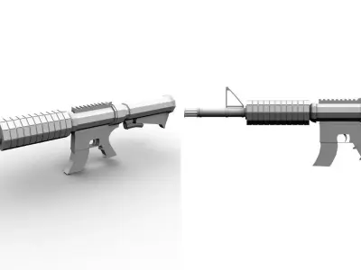 Gun Modeling in Maya Low-poly 3D model