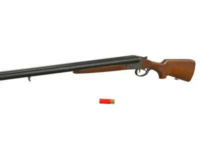 Baikal MP-221 Double Barrel Shotgun Low-poly PBR Low-poly 3D model