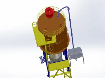 POWDER SILO AND TRANSFER CONVEYOR Free 3D model