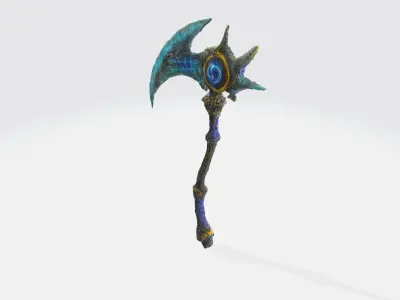 A dark fantasy battle axe 3D model