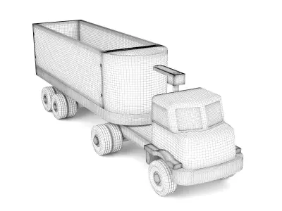 Wooden toy truck 12 3D model