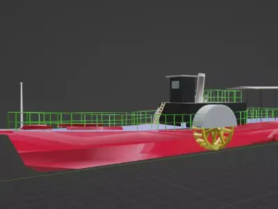 Vintage steam paddle boat 3D model