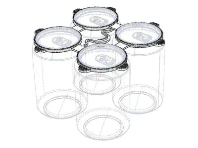 PP Plastic Can Carrier 4-pack 3D model