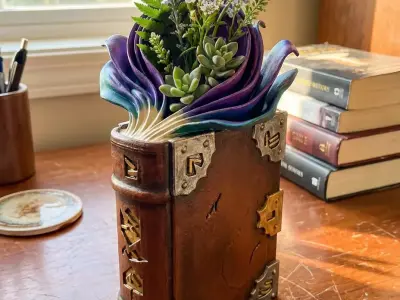 Ancient Spellbook Planter Fantasy Wizard Home Decor 3D print model