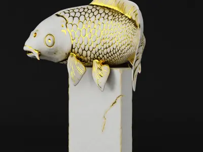 koi fish sculpture 3D model