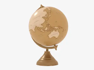 Globe gold Low-poly 3D model