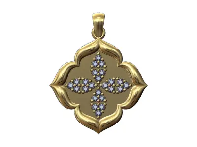 Diamond clusters floral window pendant with bail 3D print model purchase
