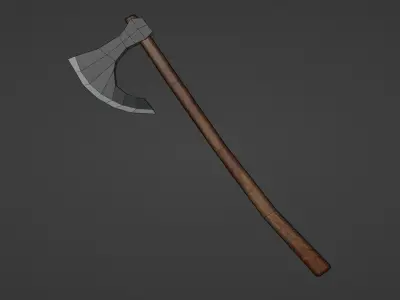 Viking Steel Weapon Axe PBR low-poly game ready Free low-poly 3D model