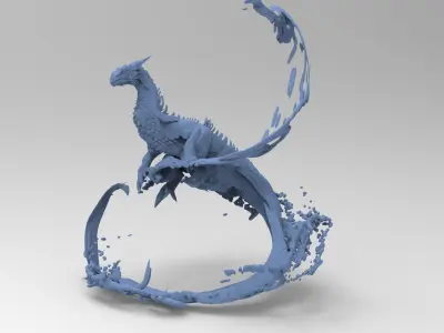 Dragon water splash sculpture 2  3D model
