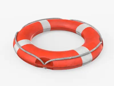 Retro Life Buoy Low Poly Low-poly 3D model