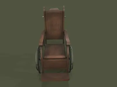 Wooden Wheelchair Low-poly 3D model