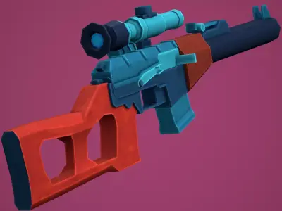 Stylized VSS Vintorez Low Poly  Low-poly 3D model