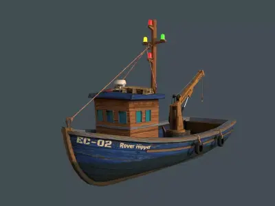 Wooden Ship - PBR Low-poly Game Ready Low-poly 3D model