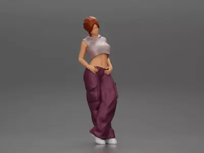 Chola girl Leaning On A Wall While Holding Her Legs Crossed 3D print model