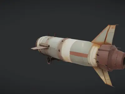 rusty military missile or torpedo 3D model