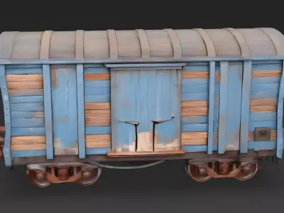 Abandoned Post-Apocalyptic Boxcar 3d model Low-poly 3D model