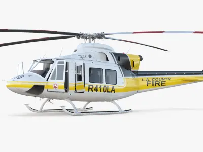Bell 412 Fire Department Helicopter Rigged 3D model
