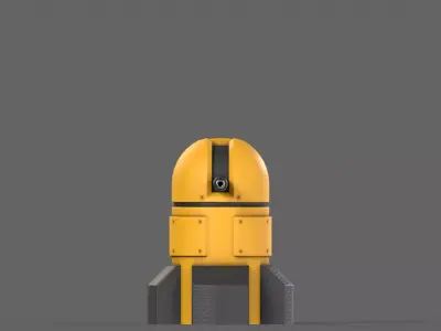PBR Turret Gun 06 Yellow Low-poly 3D model